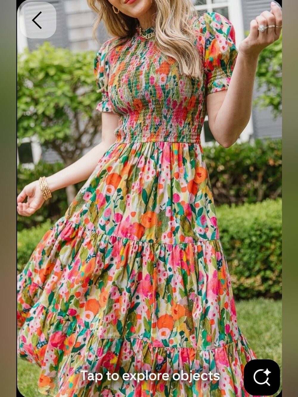 Ivy City Floral Smocked Midi Dress in Multicolor Xs